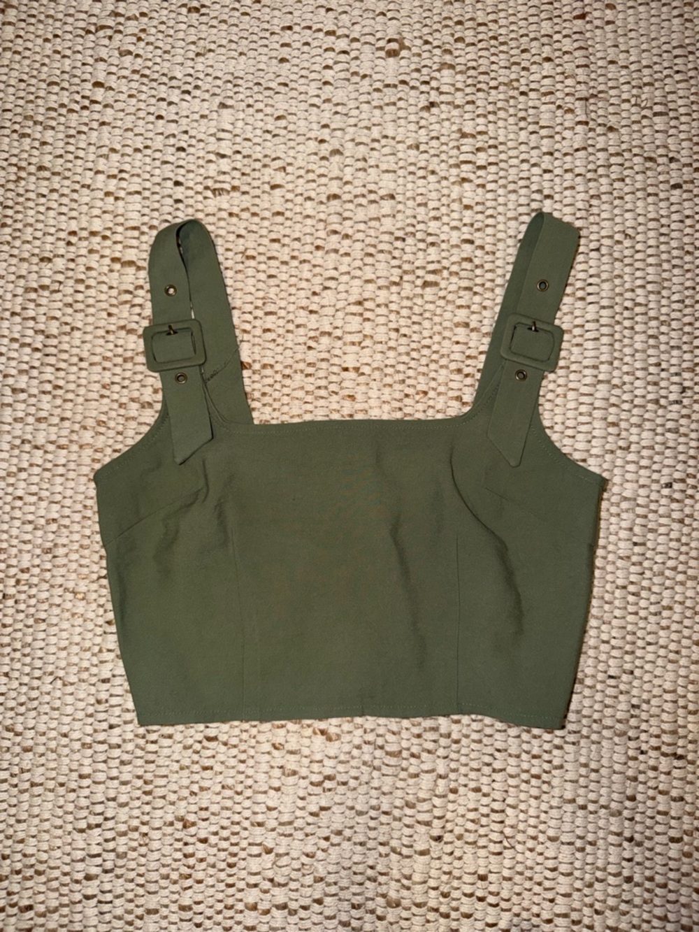 Forever 21 Olive Green Buckle-Strap Cropped Top